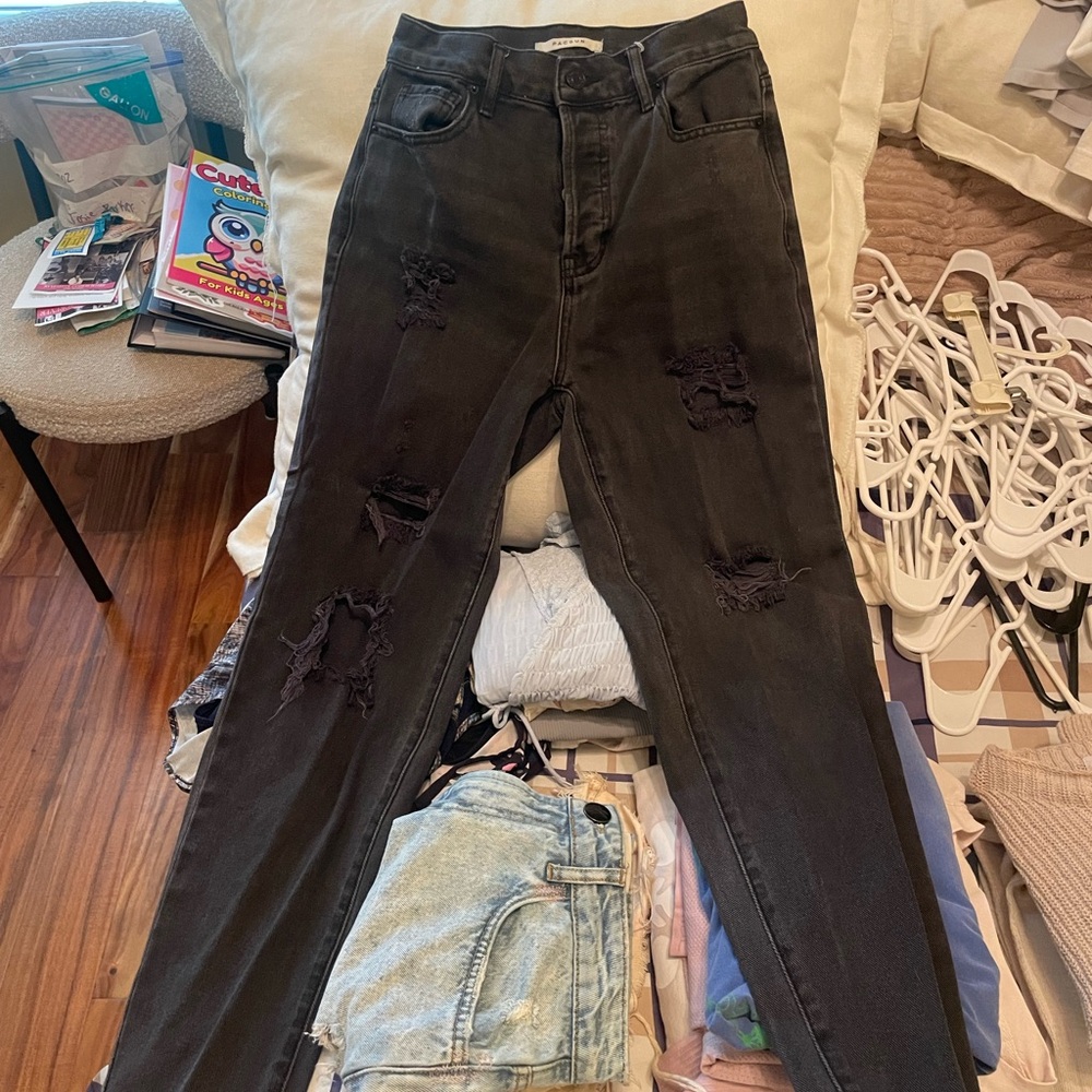 PacSun Black Straight Leg Jeans Distressed Style